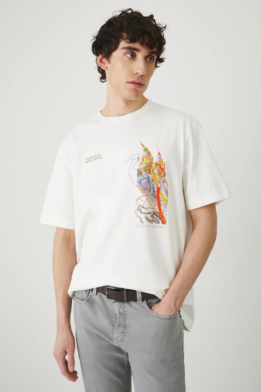 Футболка цвет бежевый с принтом