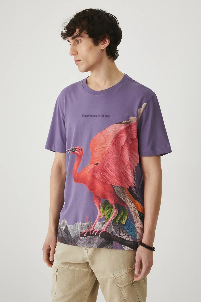 Хлопковая футболка Medicine цвет фиолетовый с принтом