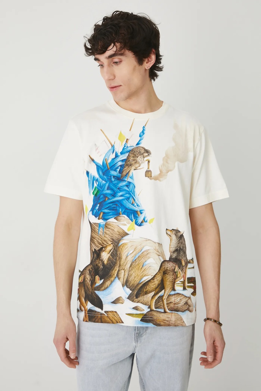 Хлопковая футболка Medicine цвет бежевый с принтом