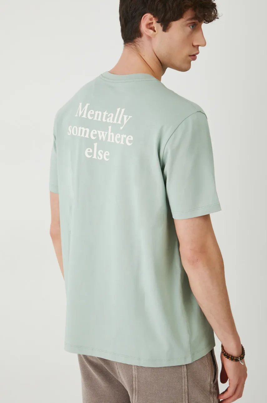 Medicine tricou din bumbac culoarea turcoaz, cu imprimeu
