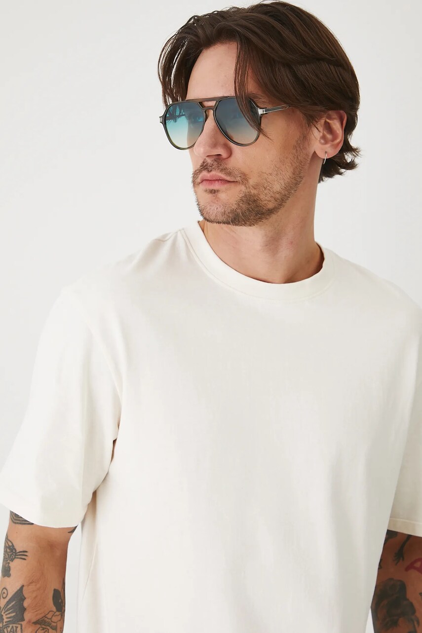 Medicine tricou din bumbac culoarea bej, neted