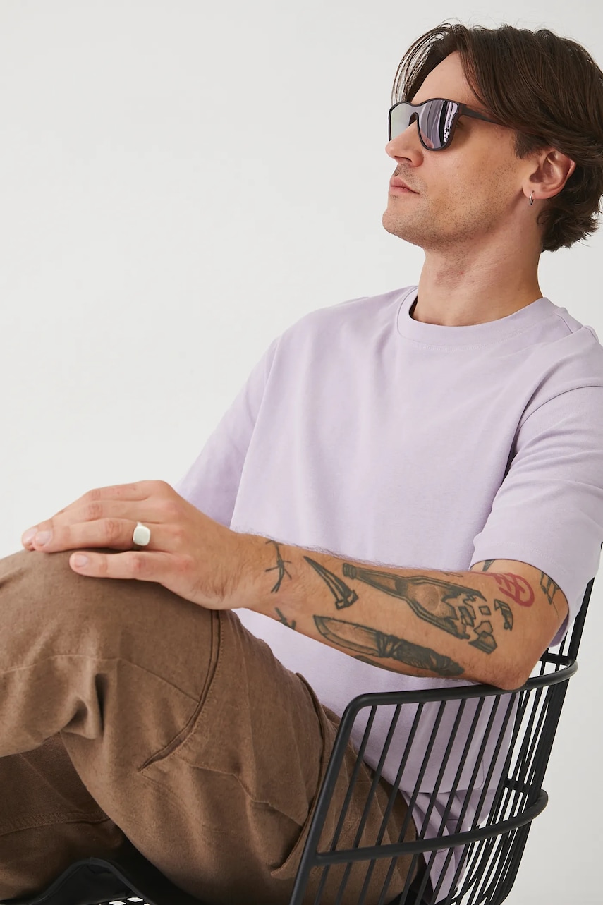 Medicine tricou din bumbac culoarea violet, neted