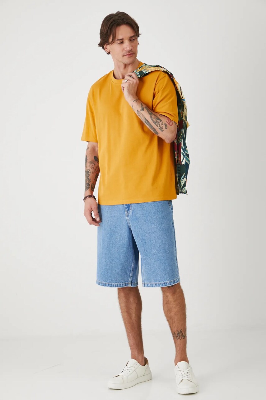 Medicine tricou din bumbac culoarea portocaliu, neted