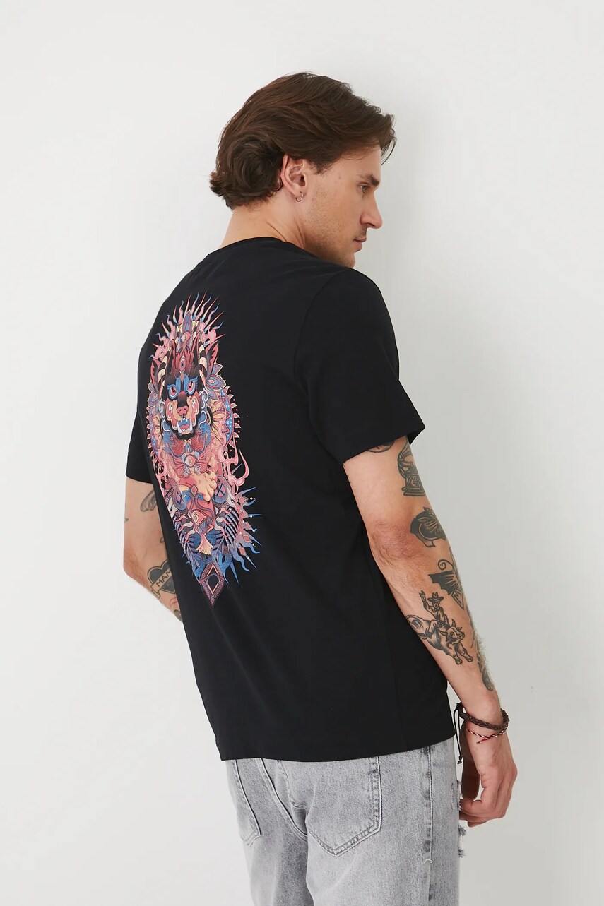 Medicine tricou din bumbac culoarea negru, cu imprimeu