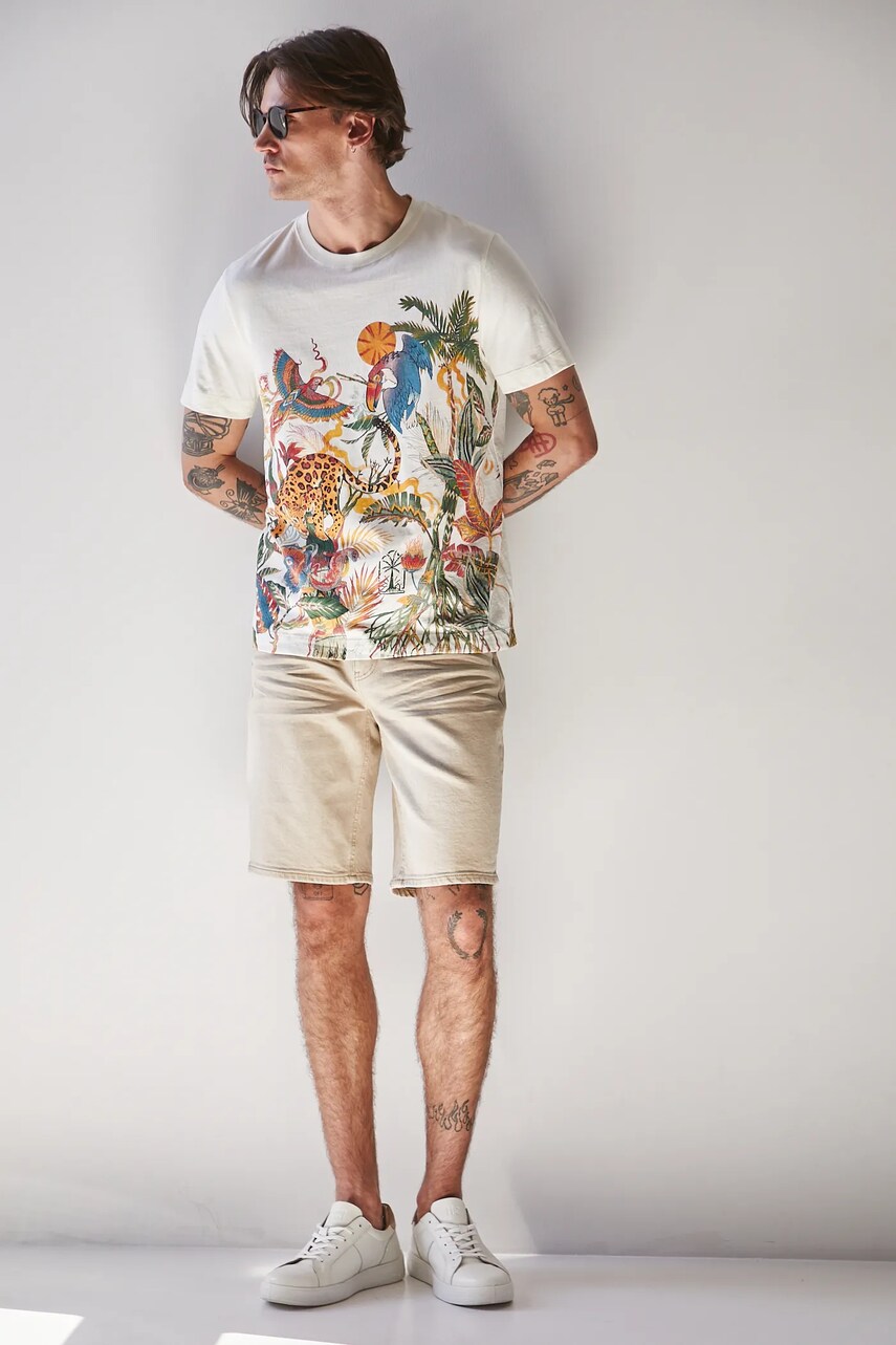 Medicine tricou din bumbac culoarea bej, modelator