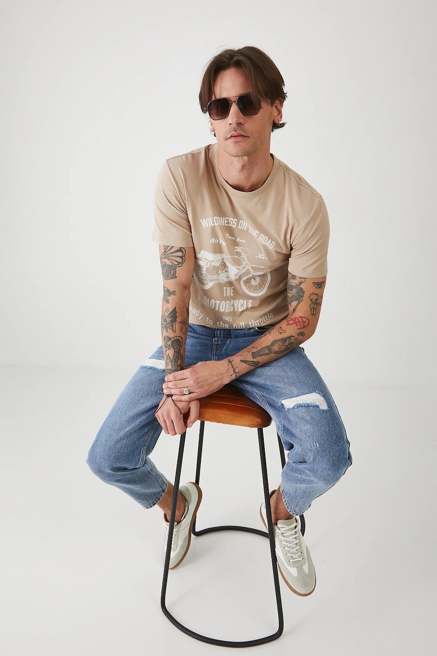 Medicine tricou culoarea bej, cu imprimeu