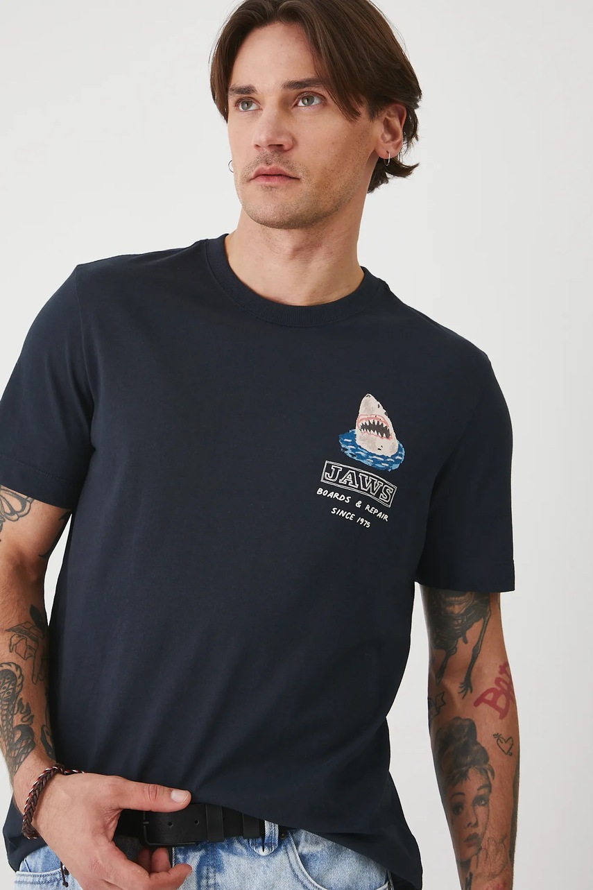 Хлопковая футболка Medicine цвет синий с принтом