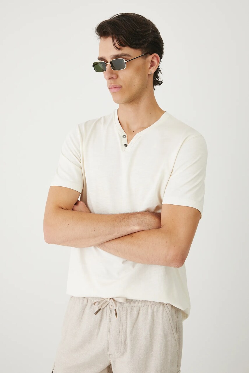 Medicine tricou din bumbac culoarea bej, neted