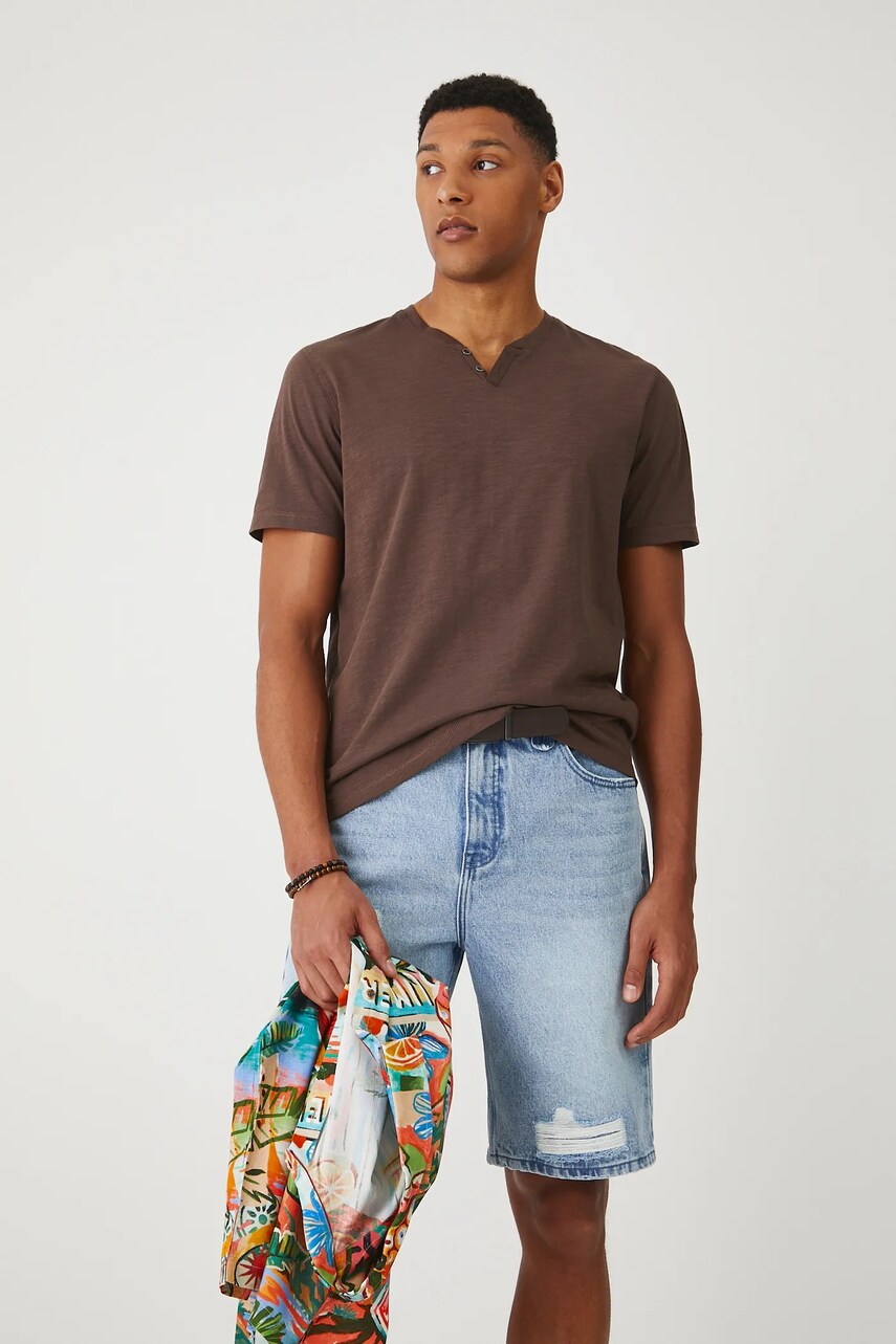 Medicine tricou din bumbac culoarea maro, neted