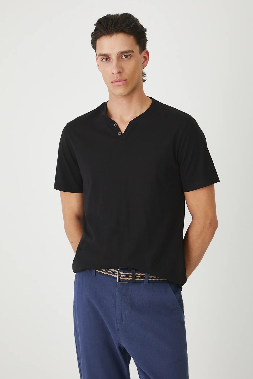 Medicine tricou din bumbac culoarea negru, neted