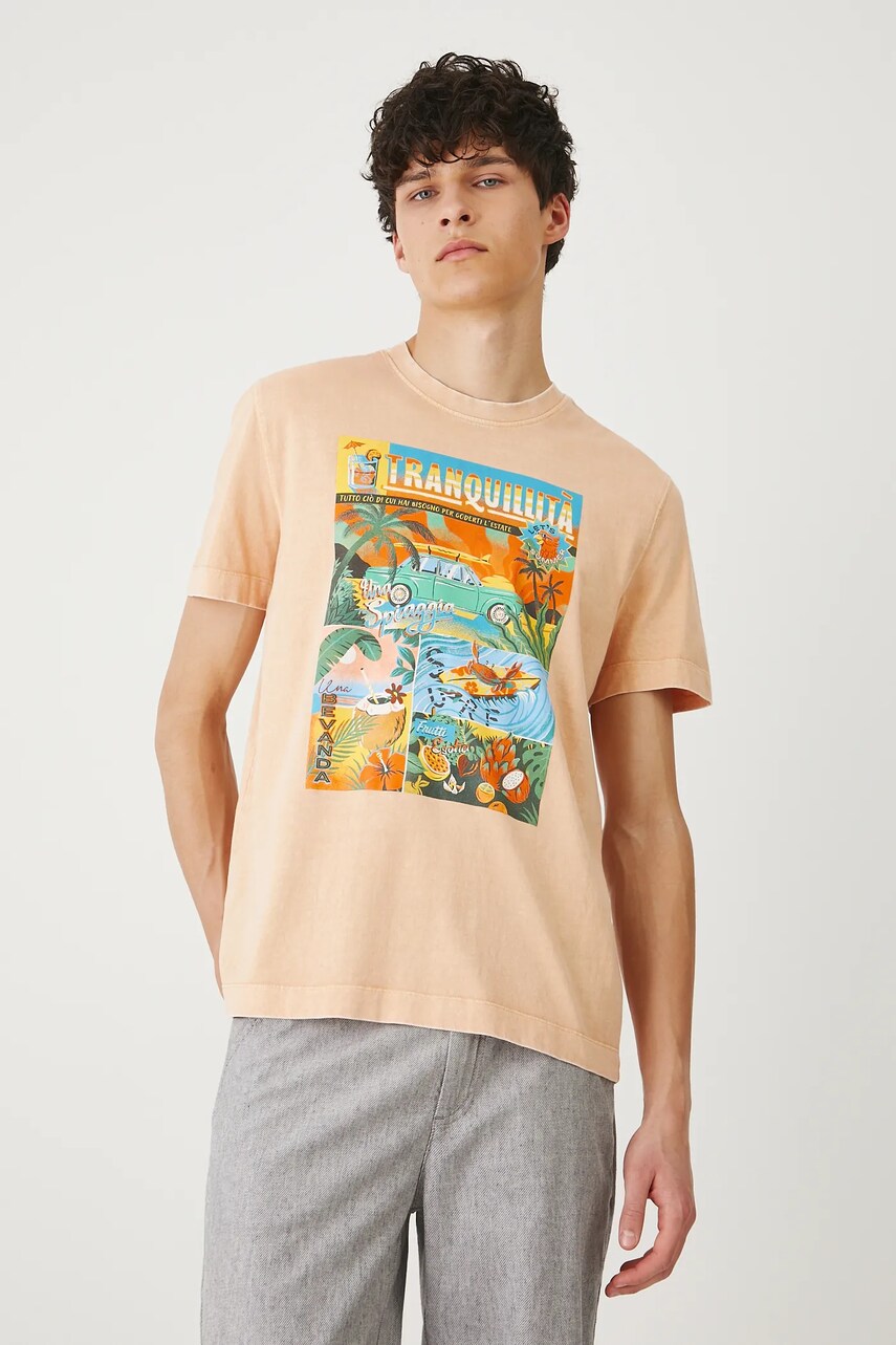 Medicine tricou din bumbac culoarea portocaliu, cu imprimeu