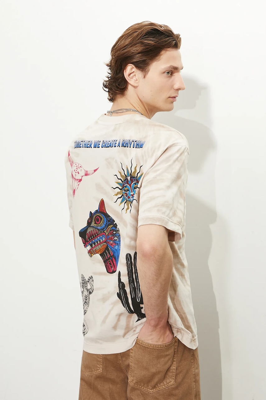 Medicine tricou din bumbac culoarea bej, cu imprimeu