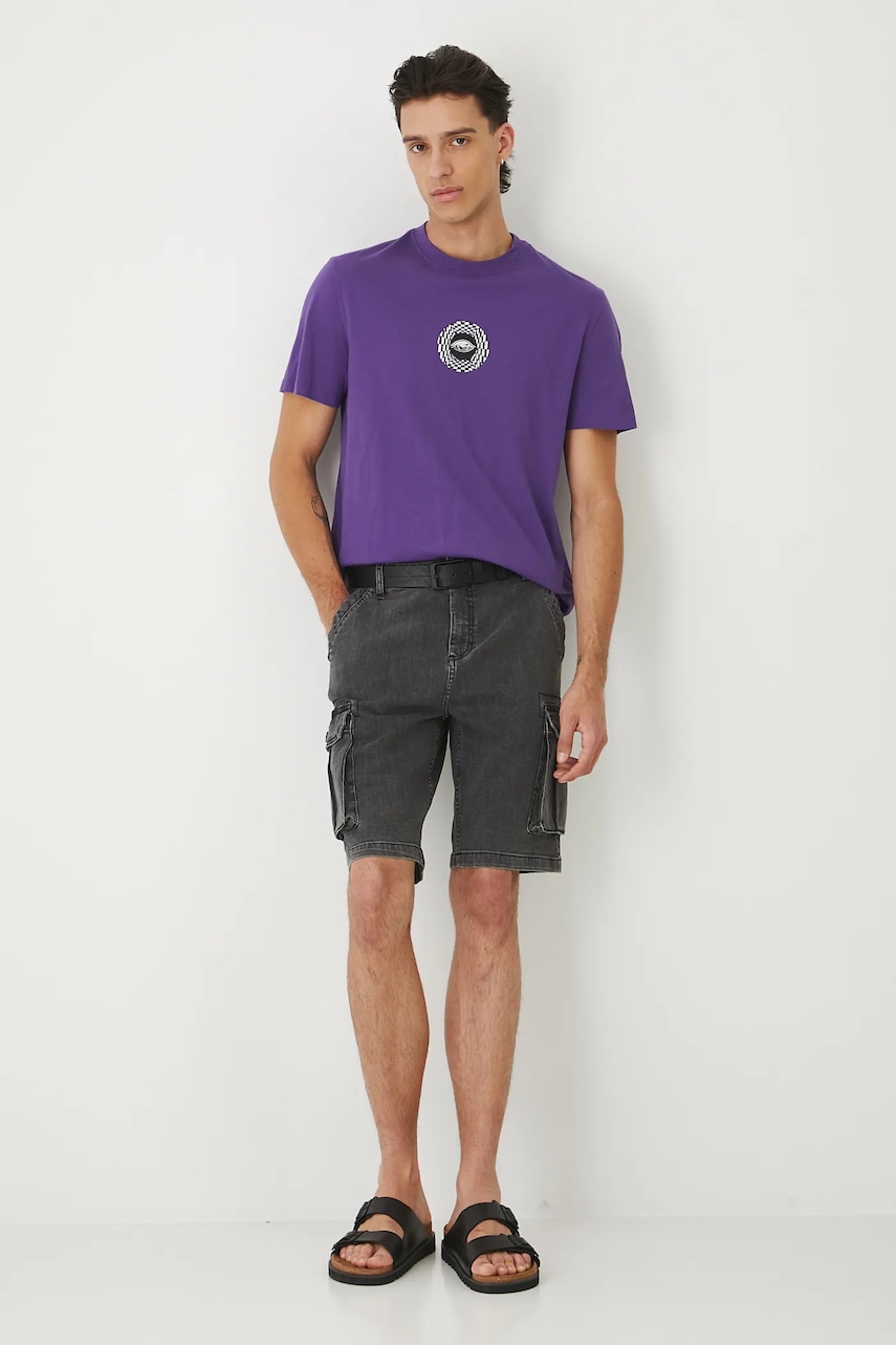Medicine tricou din bumbac culoarea violet, cu imprimeu