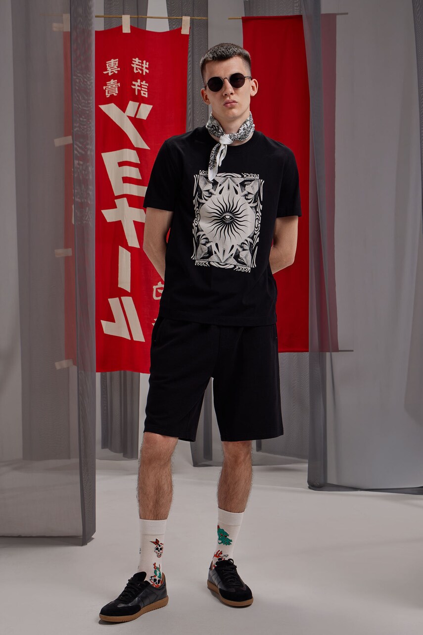 Medicine tricou din bumbac culoarea negru, cu imprimeu