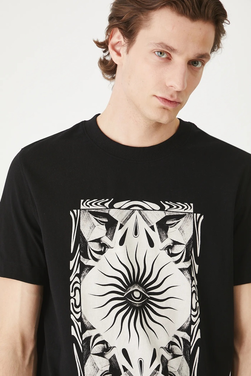 Хлопковая футболка Medicine цвет чёрный с принтом