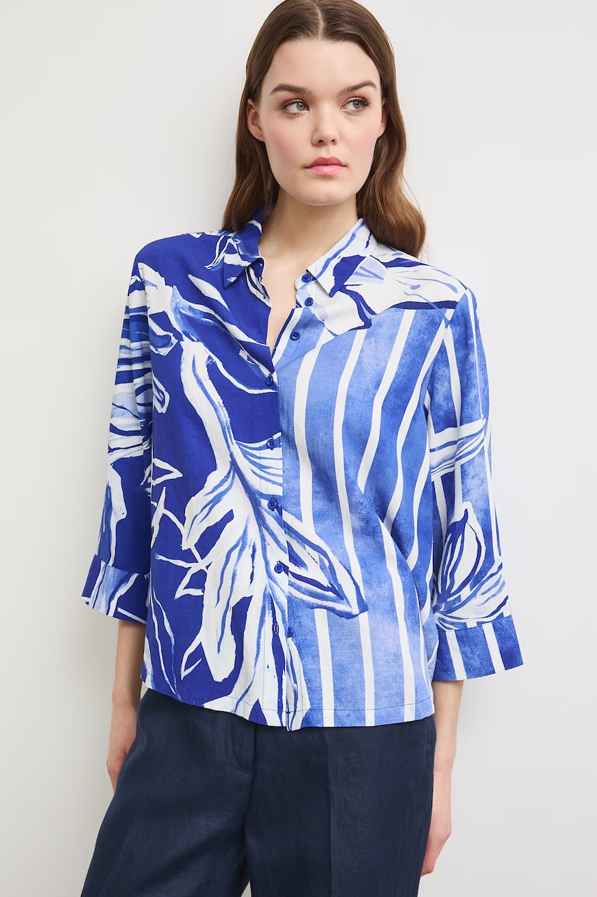 Medicine πουκάμισο γυναικείο με πρόσμιξη λινού RS26-KDD801 μπλε S,L,XL,XS,M