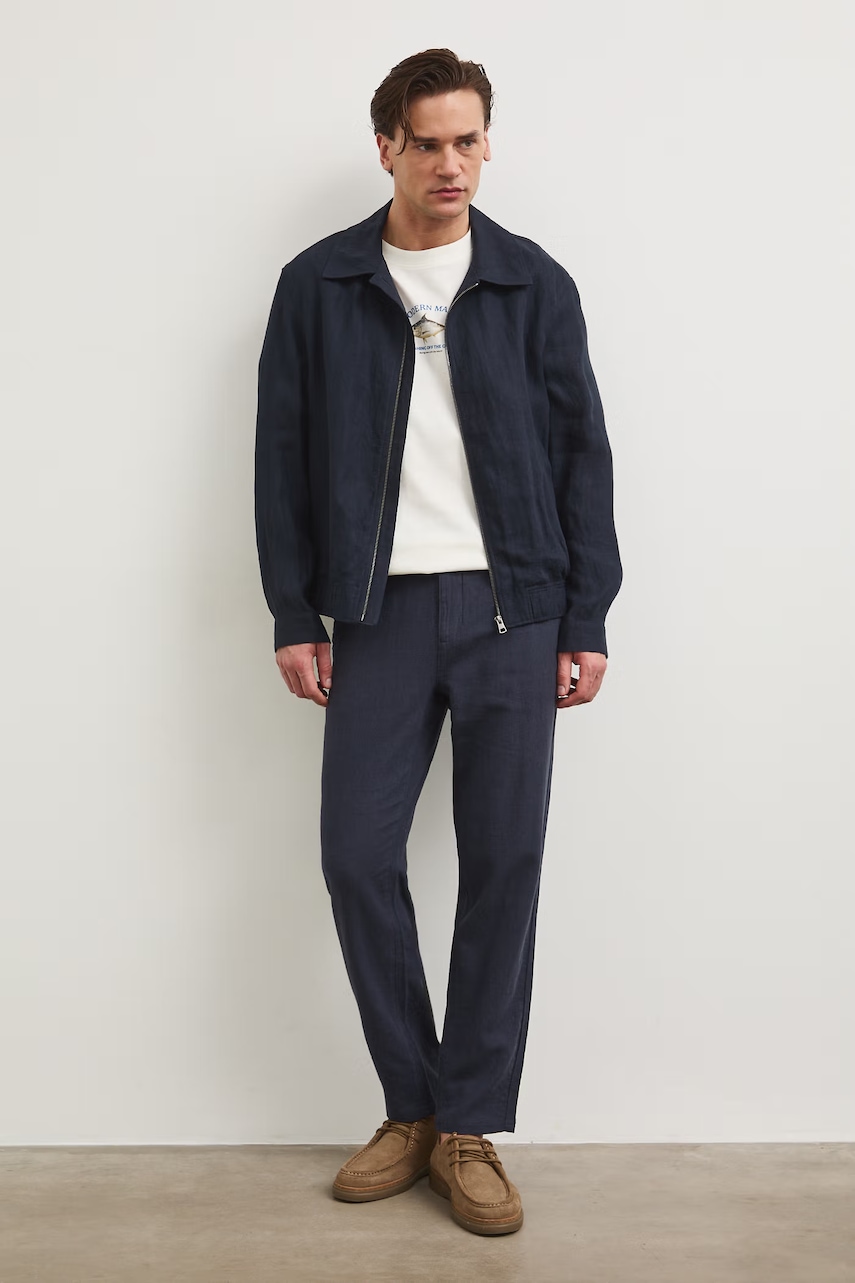 Medicine geacă bomber pentru bărbați, din in