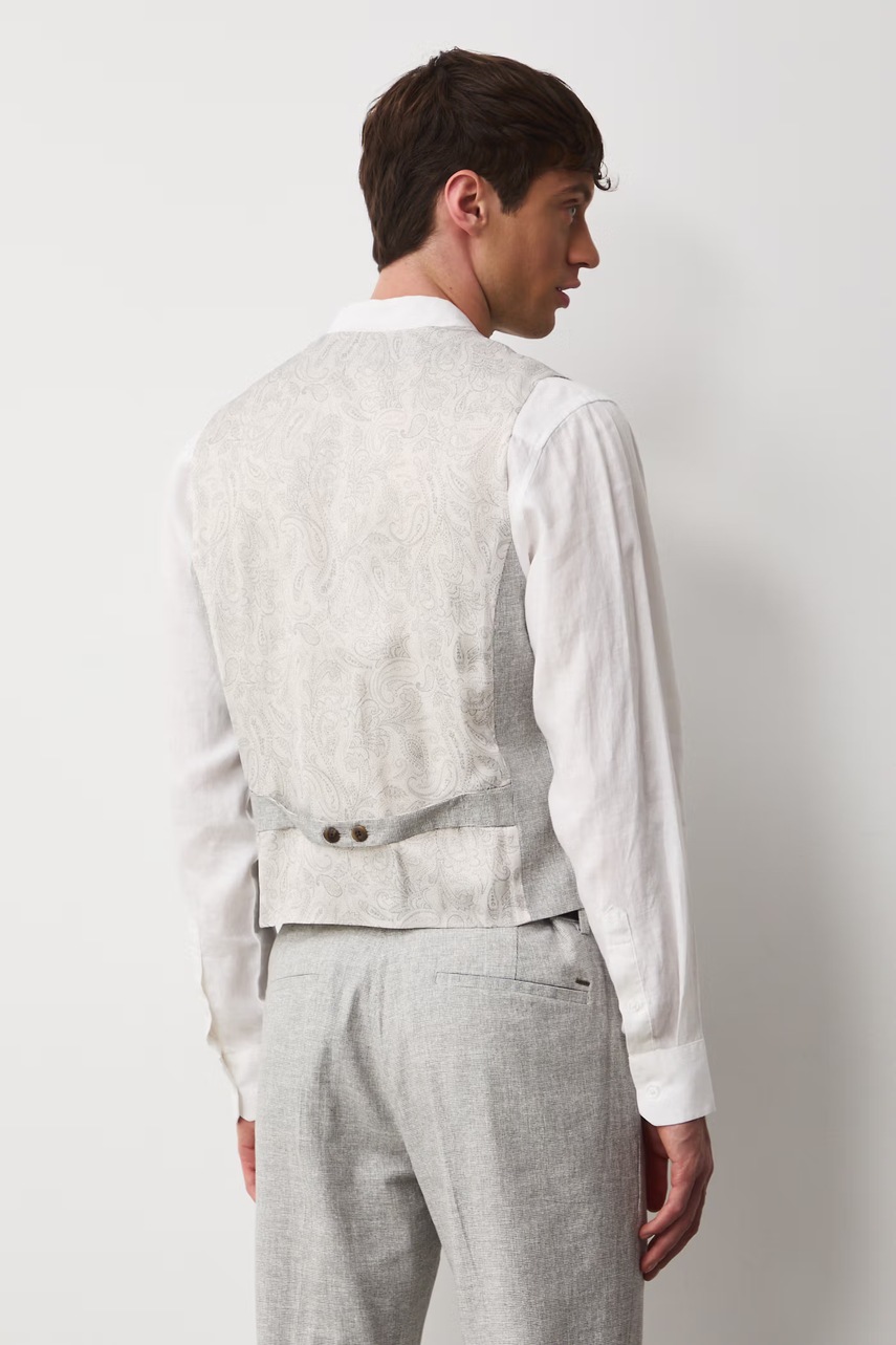 Medicine μονόπετο γιλέκο ανδρικό με πρόσμιξη λινού φωτογραφία