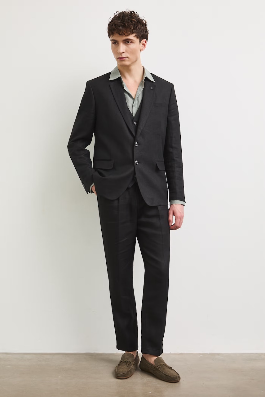 Medicine sacou cu un singur rând de nasturi bărbătesc din in