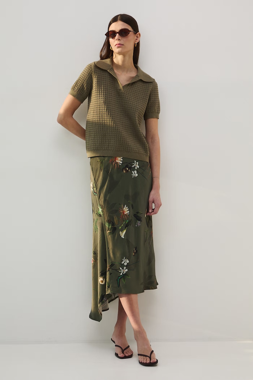 Medicine fustă asimetrică cu vâscoză