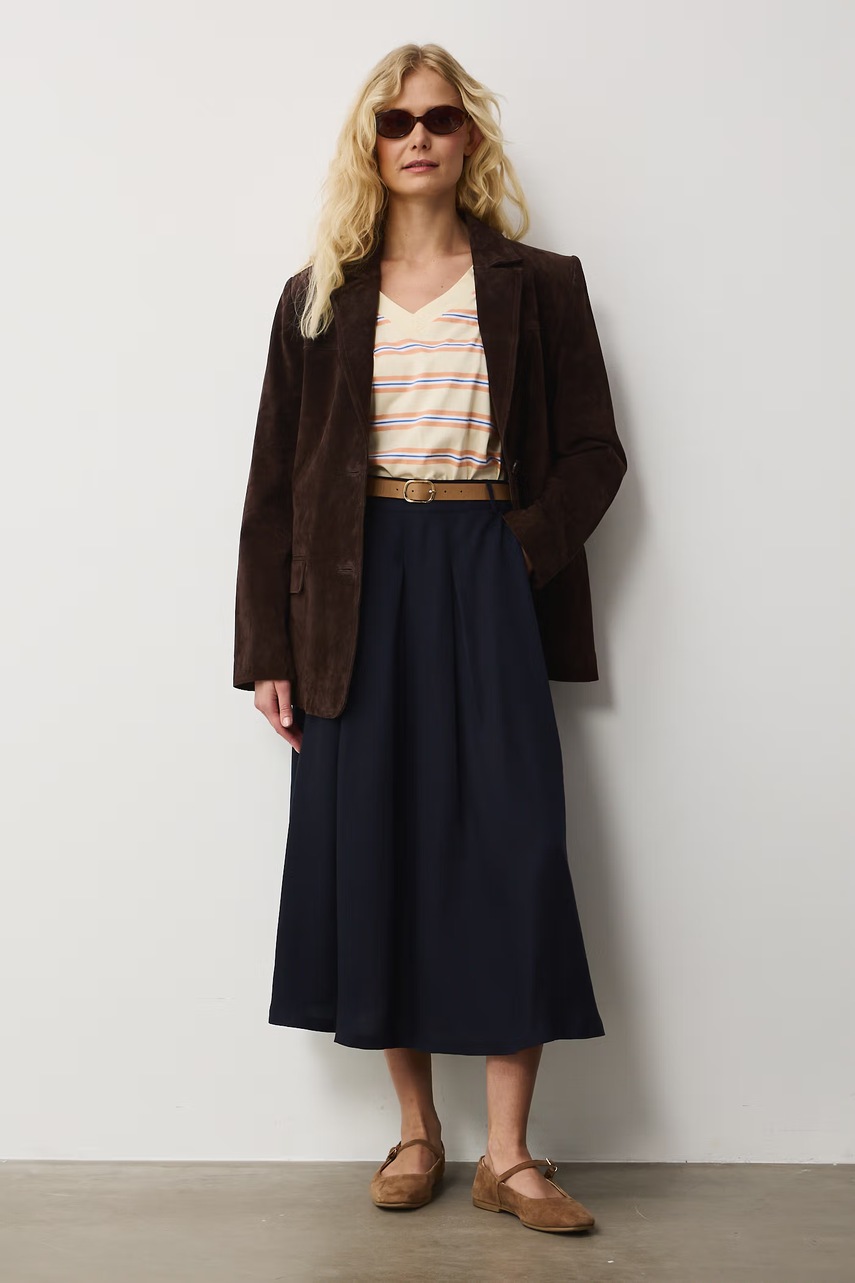 Medicine fustă plisată din lyocell