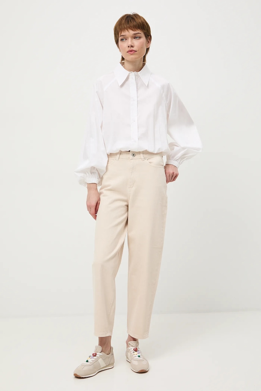 Medicine jeansy mom fit damskie beżowe