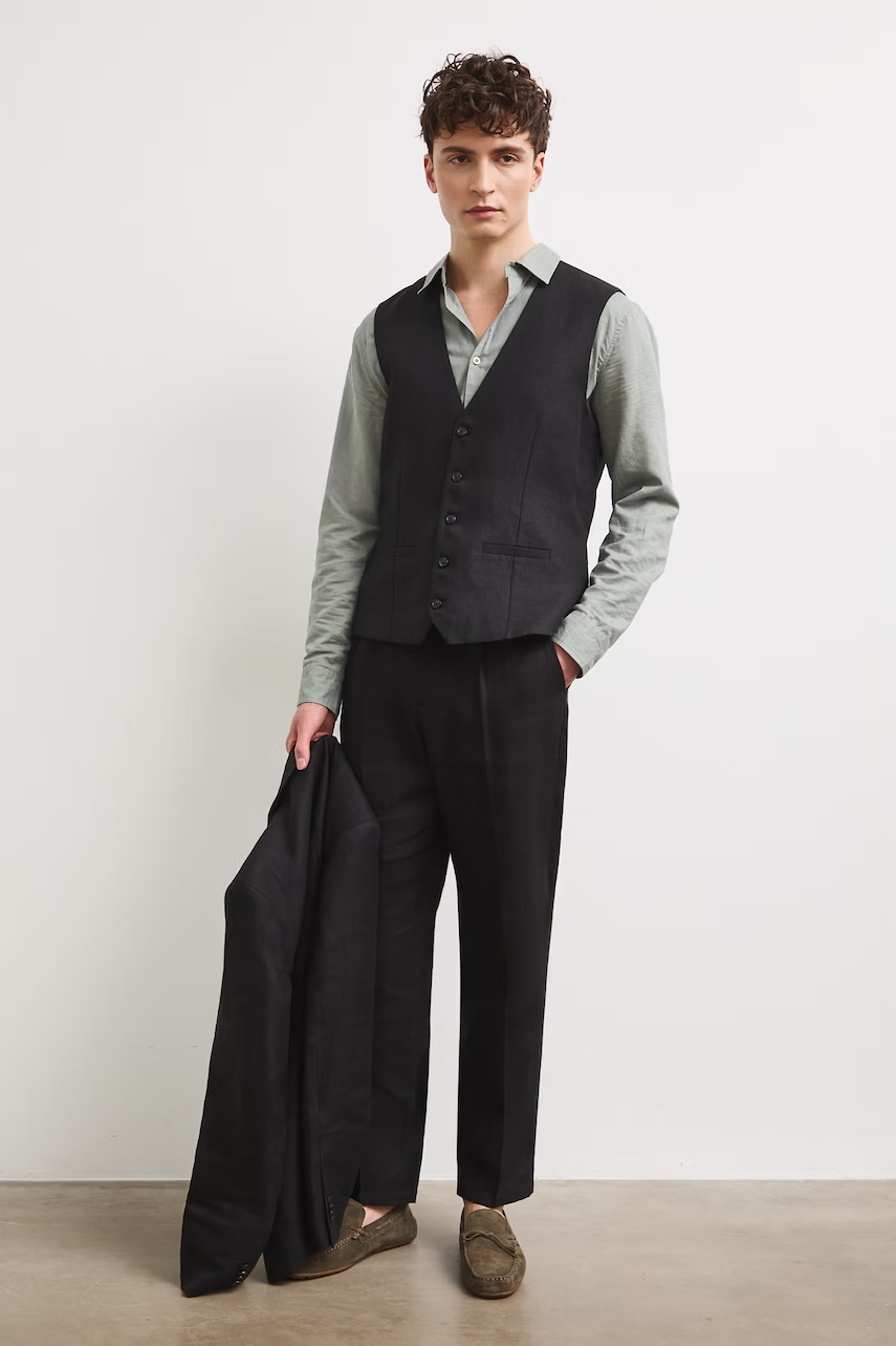 Medicine pantaloni chinos pentru bărbați, din in