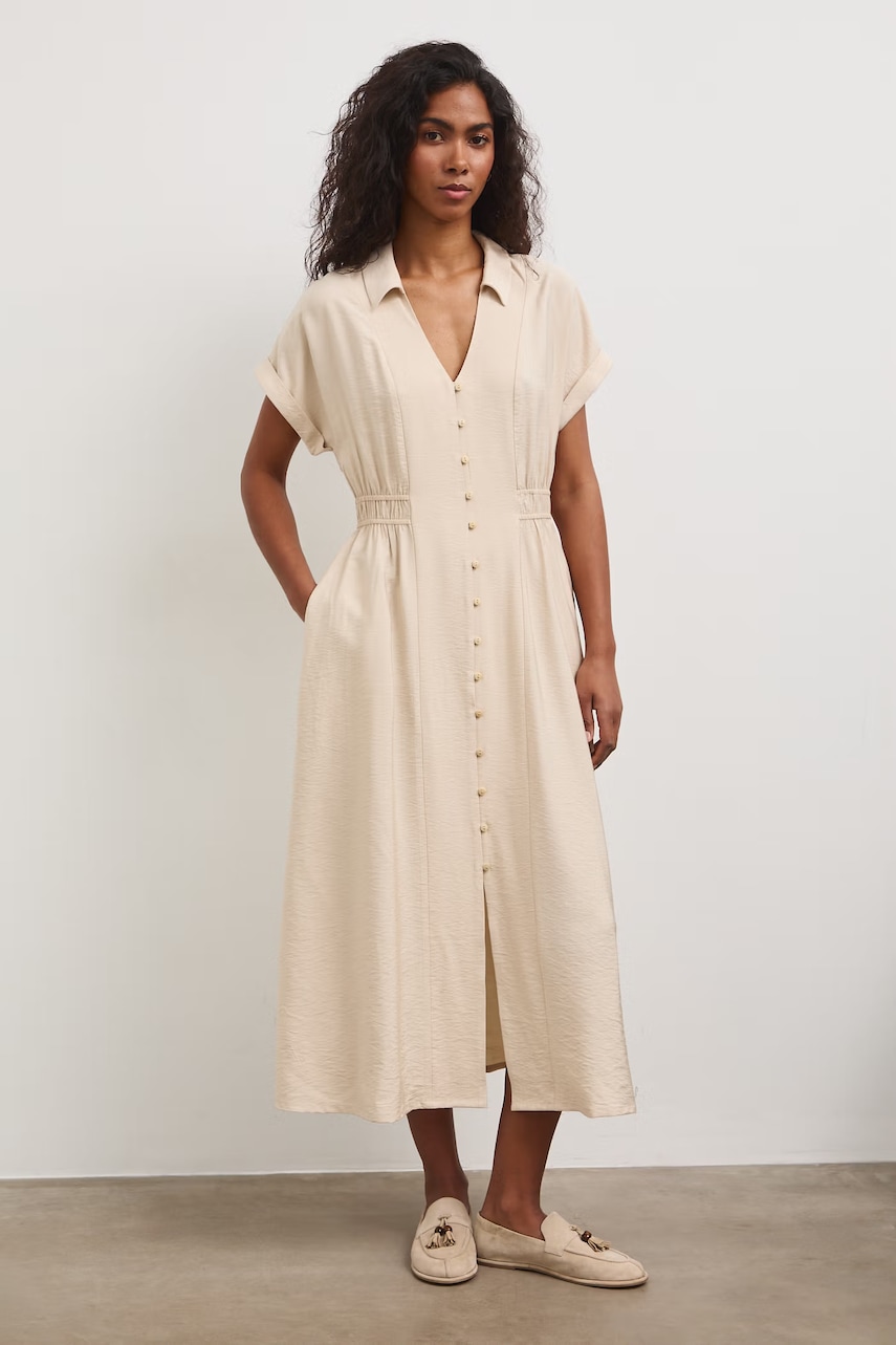 Medicine φόρεμα αμπλέ με βισκόζη RS26-SUD803 μπεζ M,S,L,XL,XS