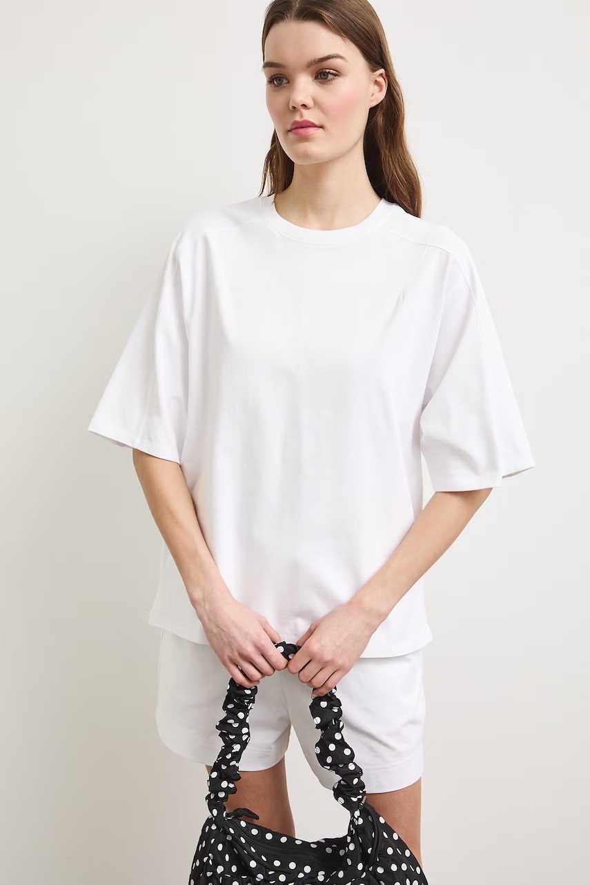 Medicine tricou oversized pentru femei, din bumbac alb