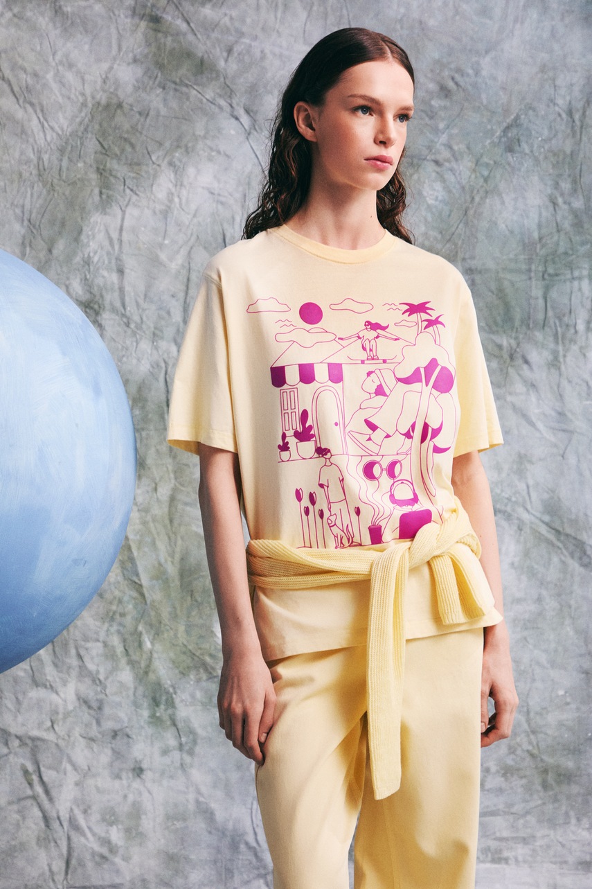 Medicine t-shirt oversize damski bawełniany żółty