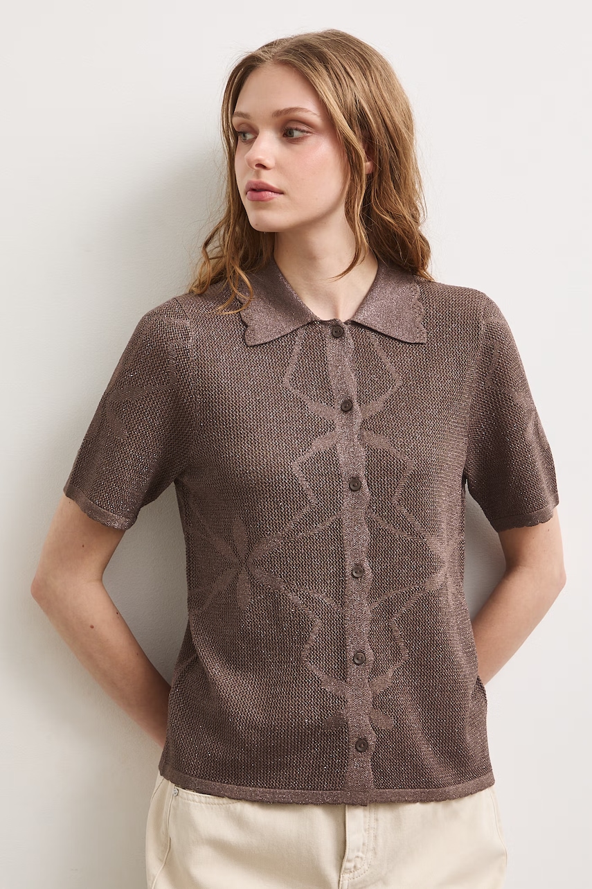 Medicine maglietta maglione da donna con viscosa marrone