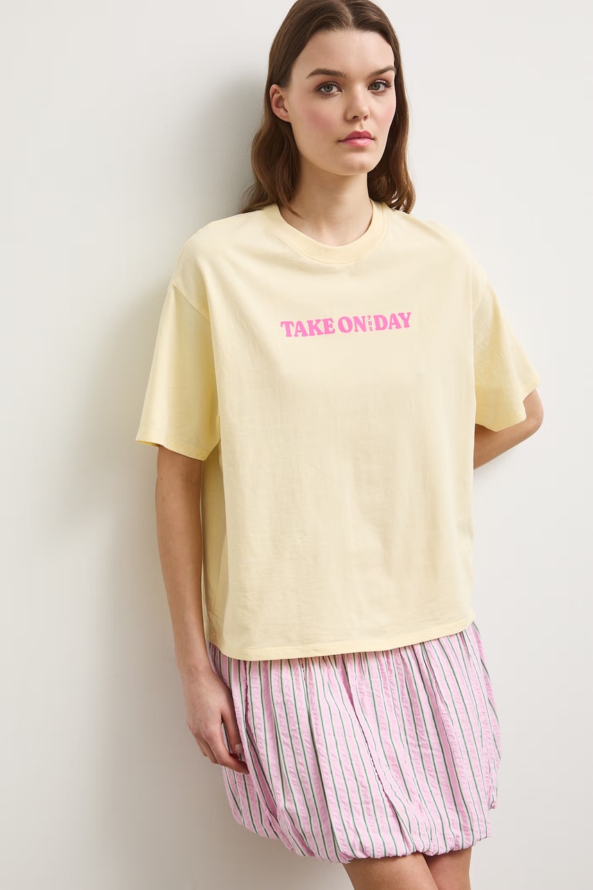 Medicine  T-shirt damski bawełniany żółty