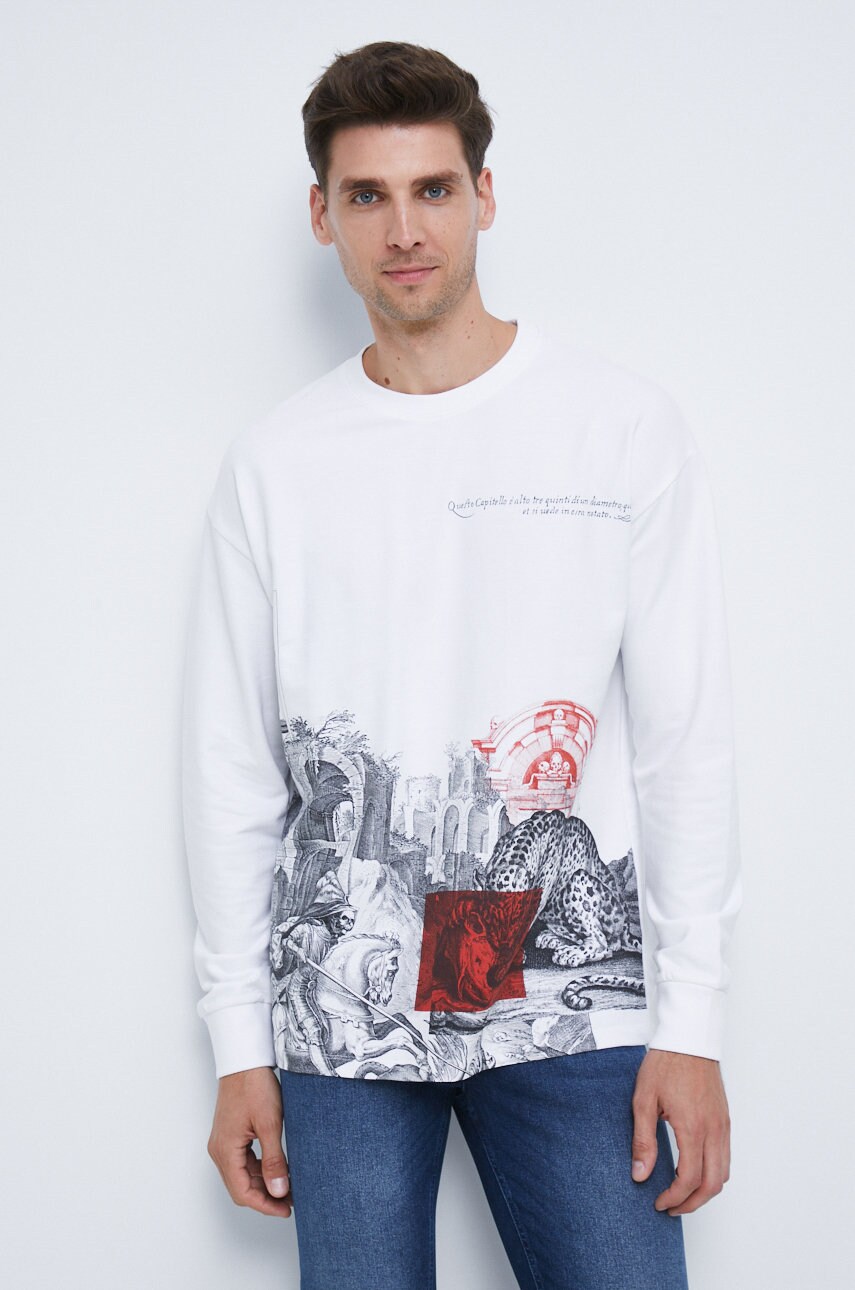 Medicine longsleeve din bumbac culoarea alb, cu imprimeu