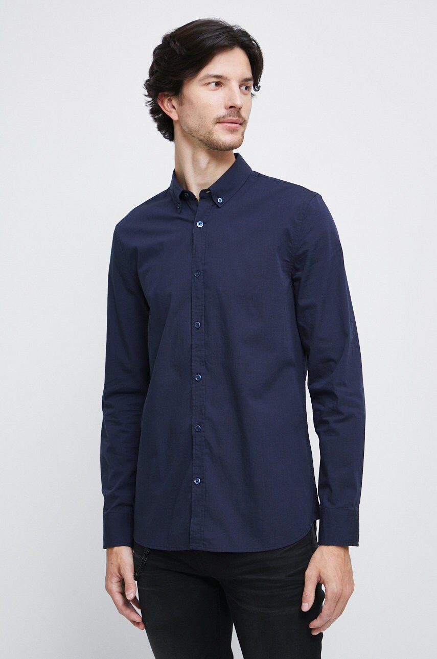 Medicine camasa barbati, culoarea albastru marin, cu guler button-down, slim