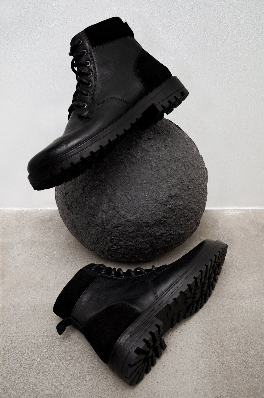 Kožené boty Medicine pánské, černá barva - černá -  Svršek: Přírodní kůže Vnitřek: Textiln