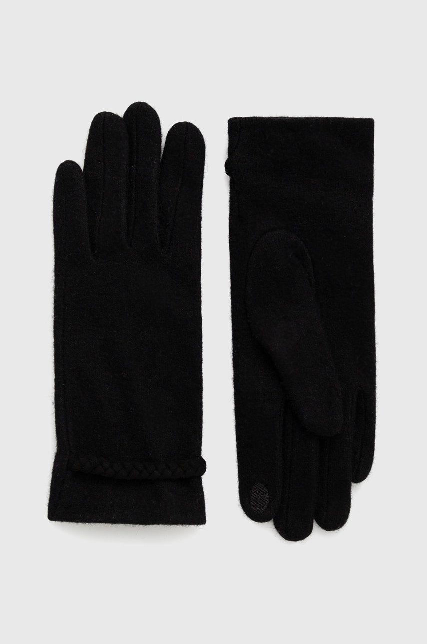Medicine rękawiczki wełniane damskie kolor czarny