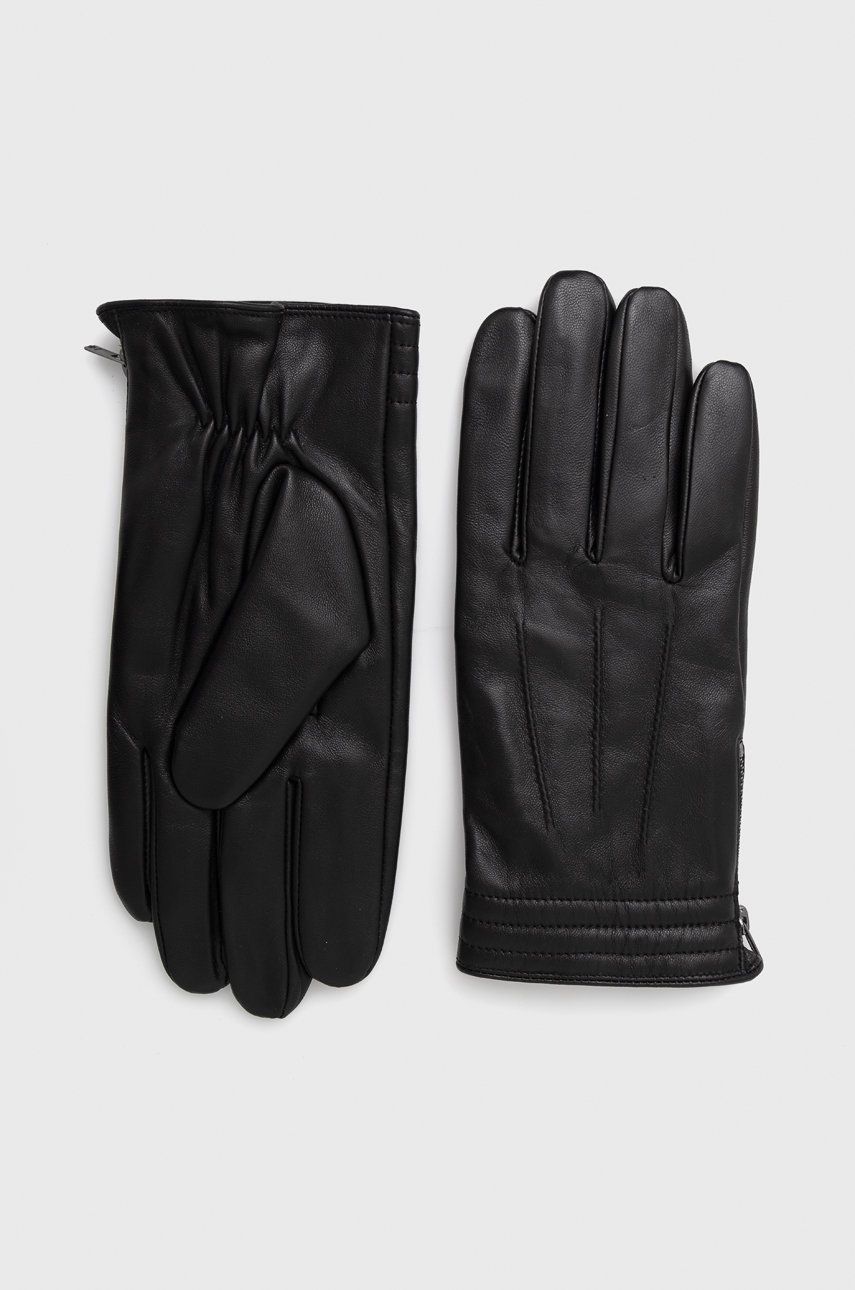 Kožené rukavice Medicine pánské, černá barva - černá -  Hlavní materiál: 100% Přírodní kůže