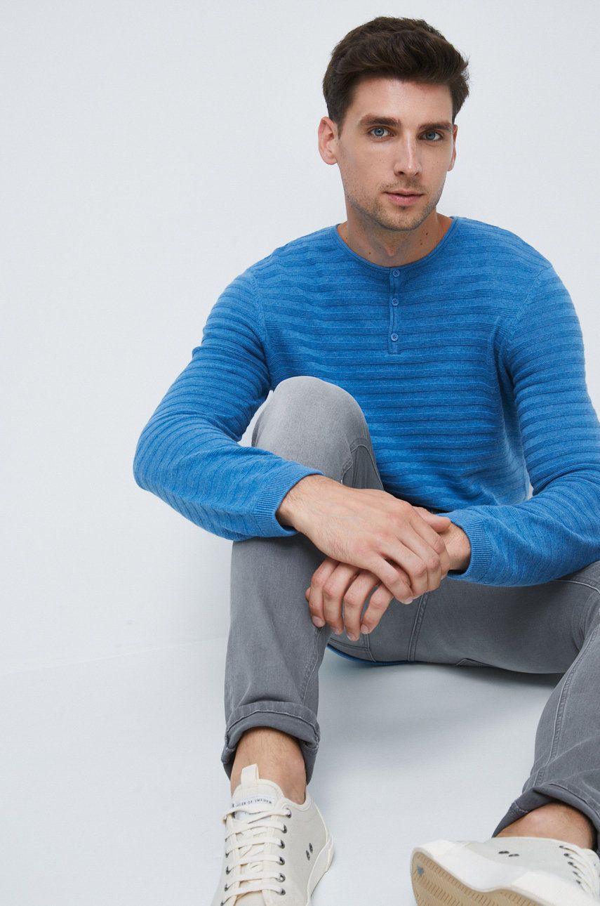 Medicine Medicine sweter bawełniany męski kolor turkusowy lekki