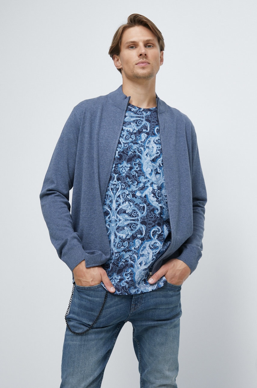 Medicine cardigan barbati, culoarea albastru marin