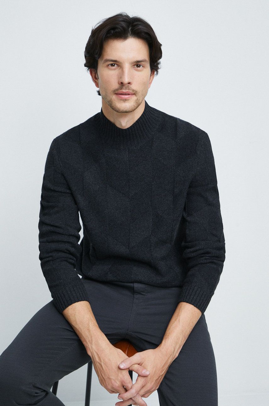 Medicine sweter męski kolor czarny z półgolfem