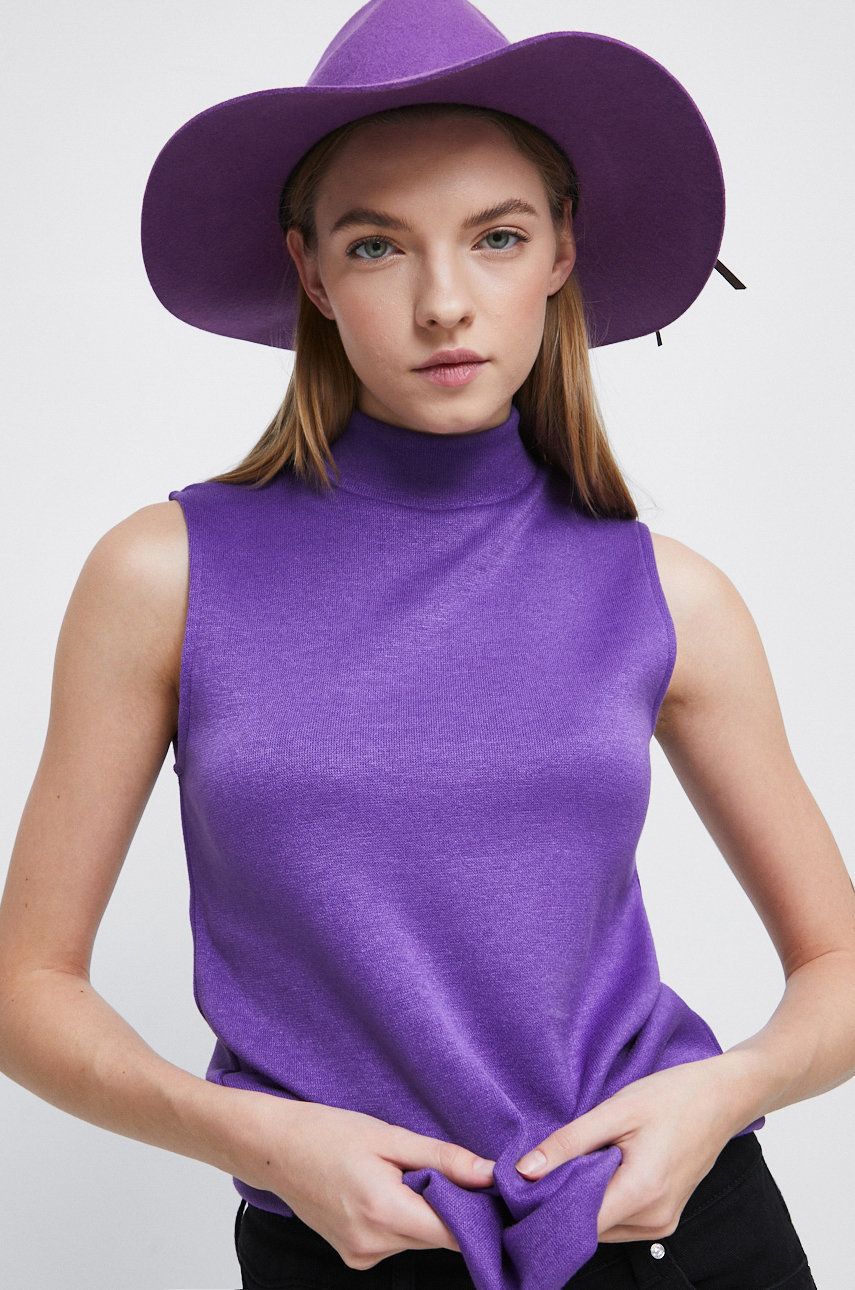 Medicine top femei, culoarea violet, cu turtleneck