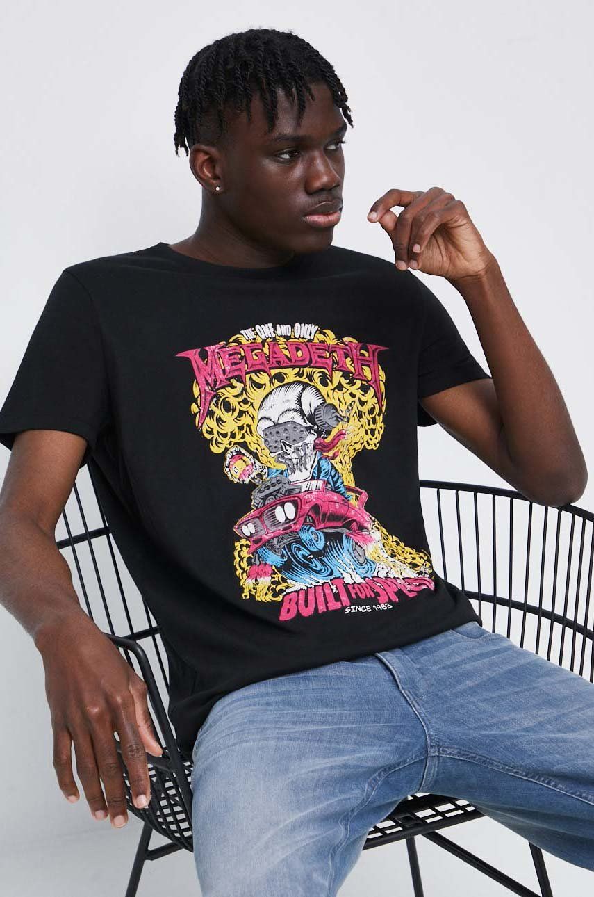 Medicine t-shirt bawełniany megadeth męski kolor czarny z nadrukiem