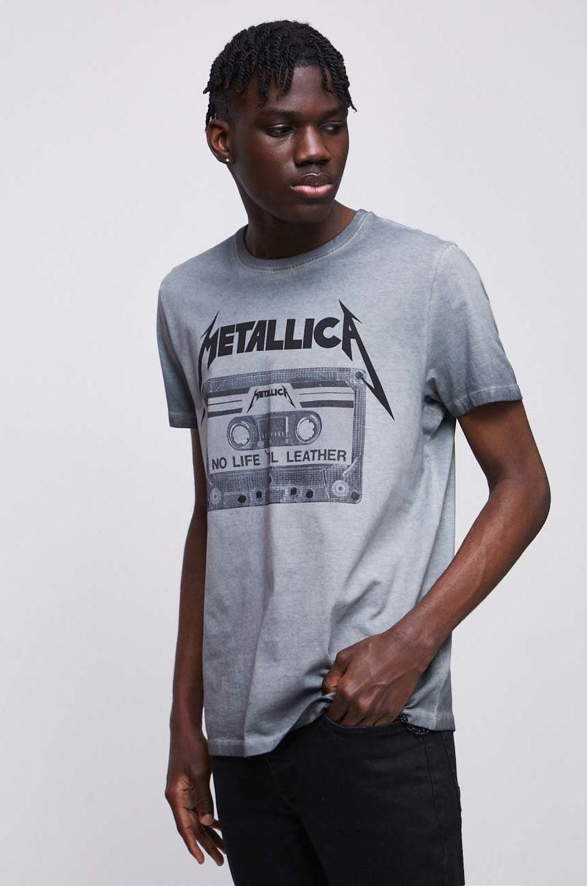 Medicine t-shirt bawełniany metallica męski kolor szary z nadrukiem