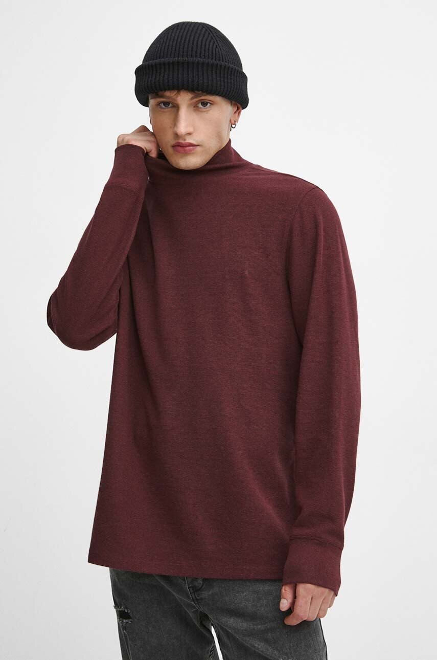 Medicine longsleeve din bumbac barbati, culoarea bordo, neted