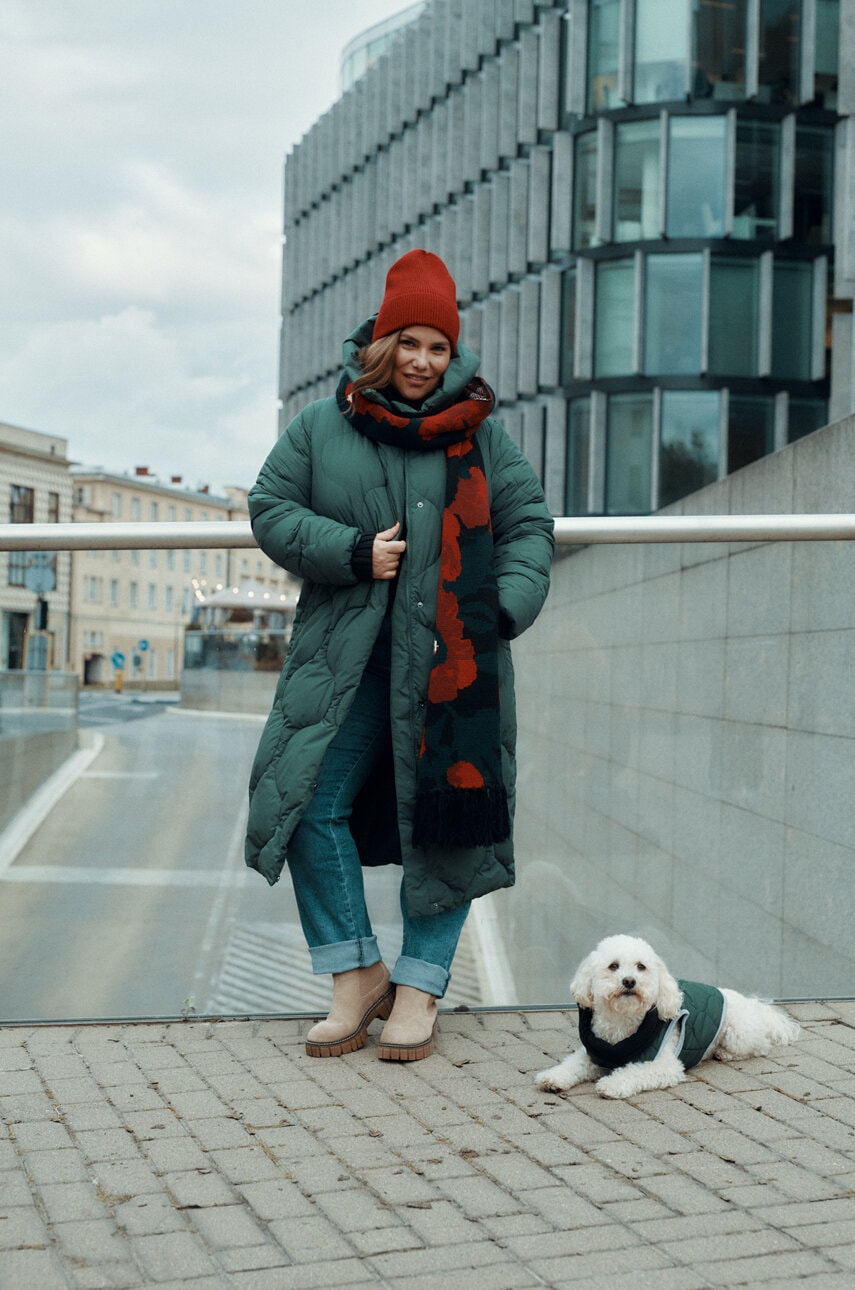 Levně Kabát Medicine dámský, zelená barva, zimní