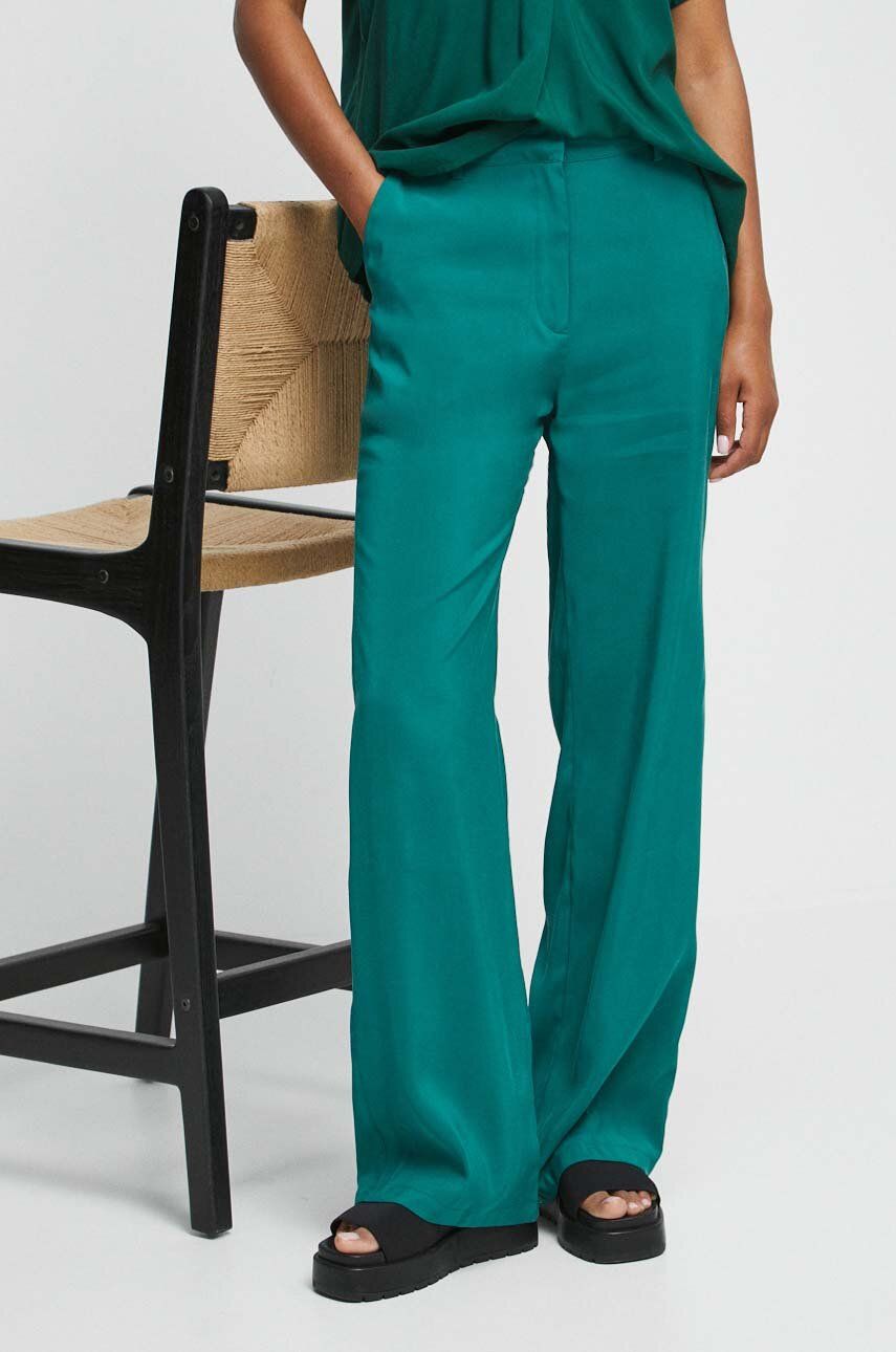 Medicine Pantaloni Femei, Culoarea Verde, Lat, Medium Waist