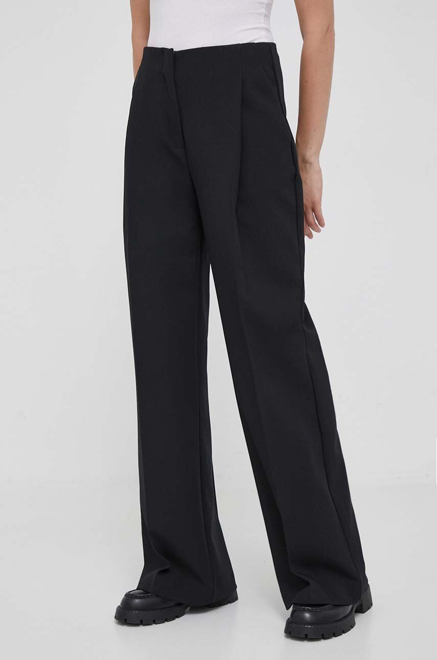 Kalhoty Medicine dámské, černá barva, široké, high waist - černá - Hlavní materiál: 73 % Polyester