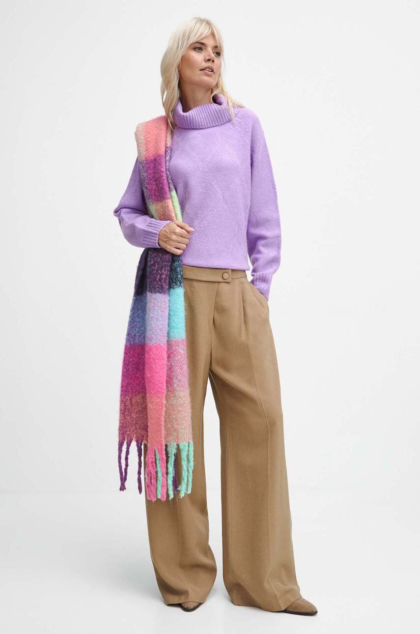 E-shop Kalhoty Medicine dámské, béžová barva, široké, medium waist