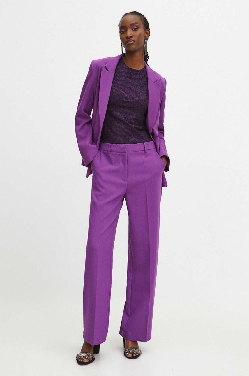 Kalhoty Medicine dámské, fialová barva, široké, high waist - fialová - Hlavní materiál: 72 % Poly