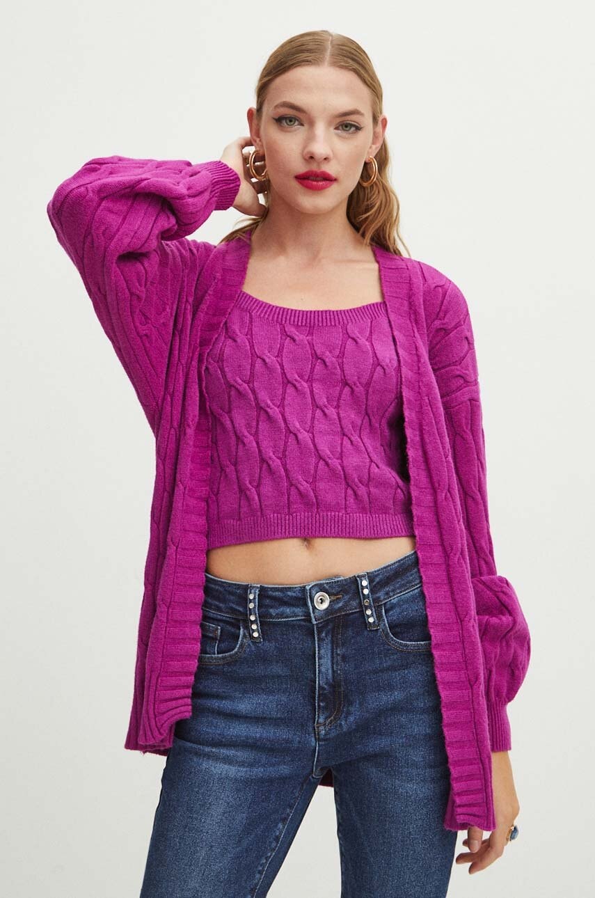 Medicine cardigan și top femei, culoarea roz